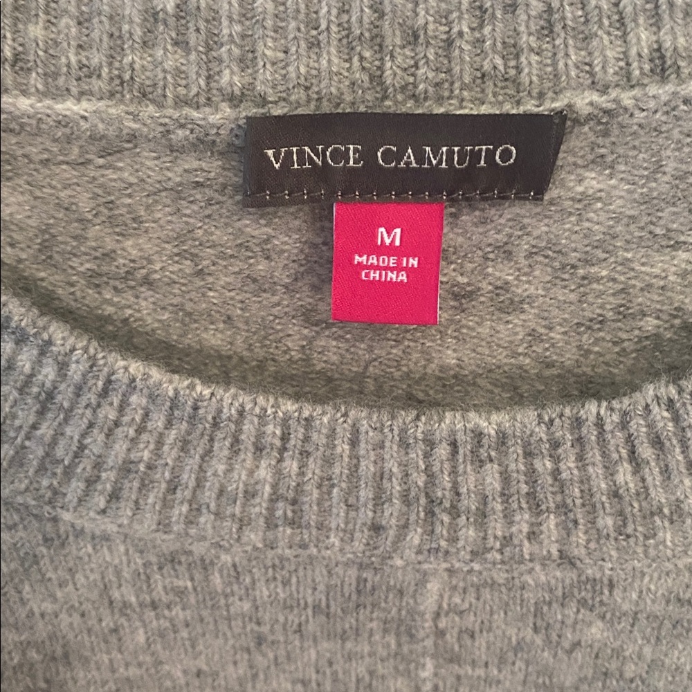 NWT $69 Vince Camuto women's M Two-Tone Gray Black loose fit super soft Sweater - Picture 3 of 8